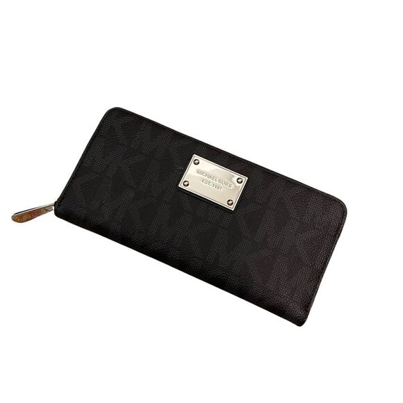 Michael Kors Logo Continental Zip Around Wallet Black NEW - Picture 5 of 5